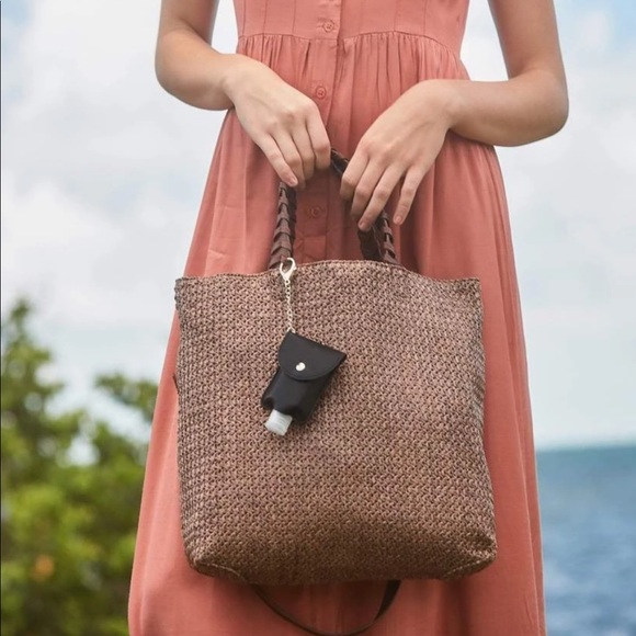 Jules Kae Leather Hand Sanitizer Keychain Black - Picture 2 of 4